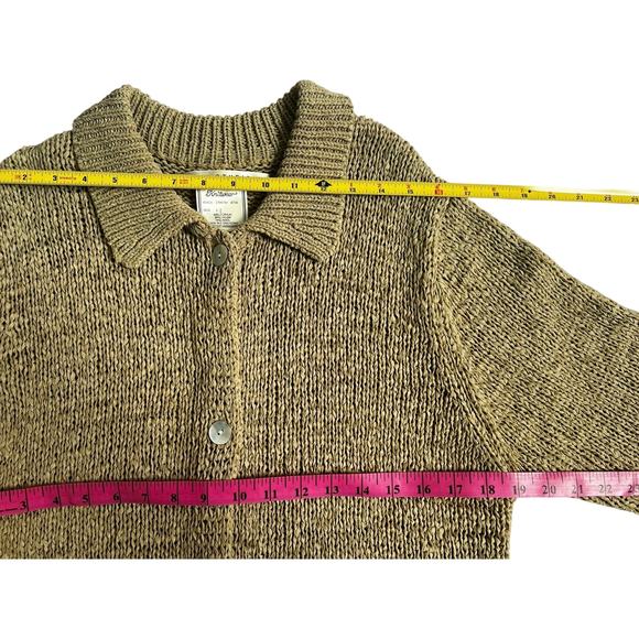 Vintage 90s Max Studio Longline Tan Knitted Cardigan L - Picture 6 of 8